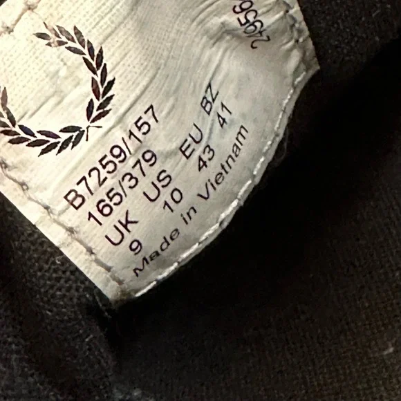 Fred Perry Black Embroidered Logo Lace-Up Rubber Sole Sneakers Size US 10 - Picture 5 of 13